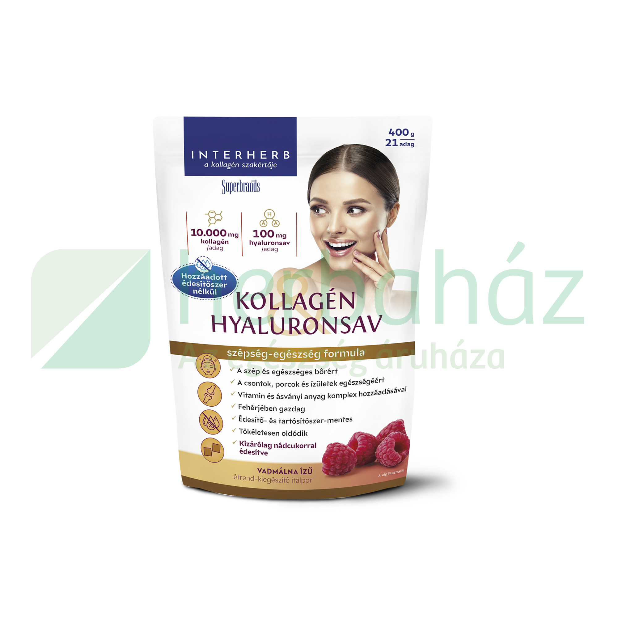 INTERHERB KOLLAGÉN&HYALURONSAV ITALPOR NÁDCUKORRAL VADMÁLNA ÍZŰ 400G