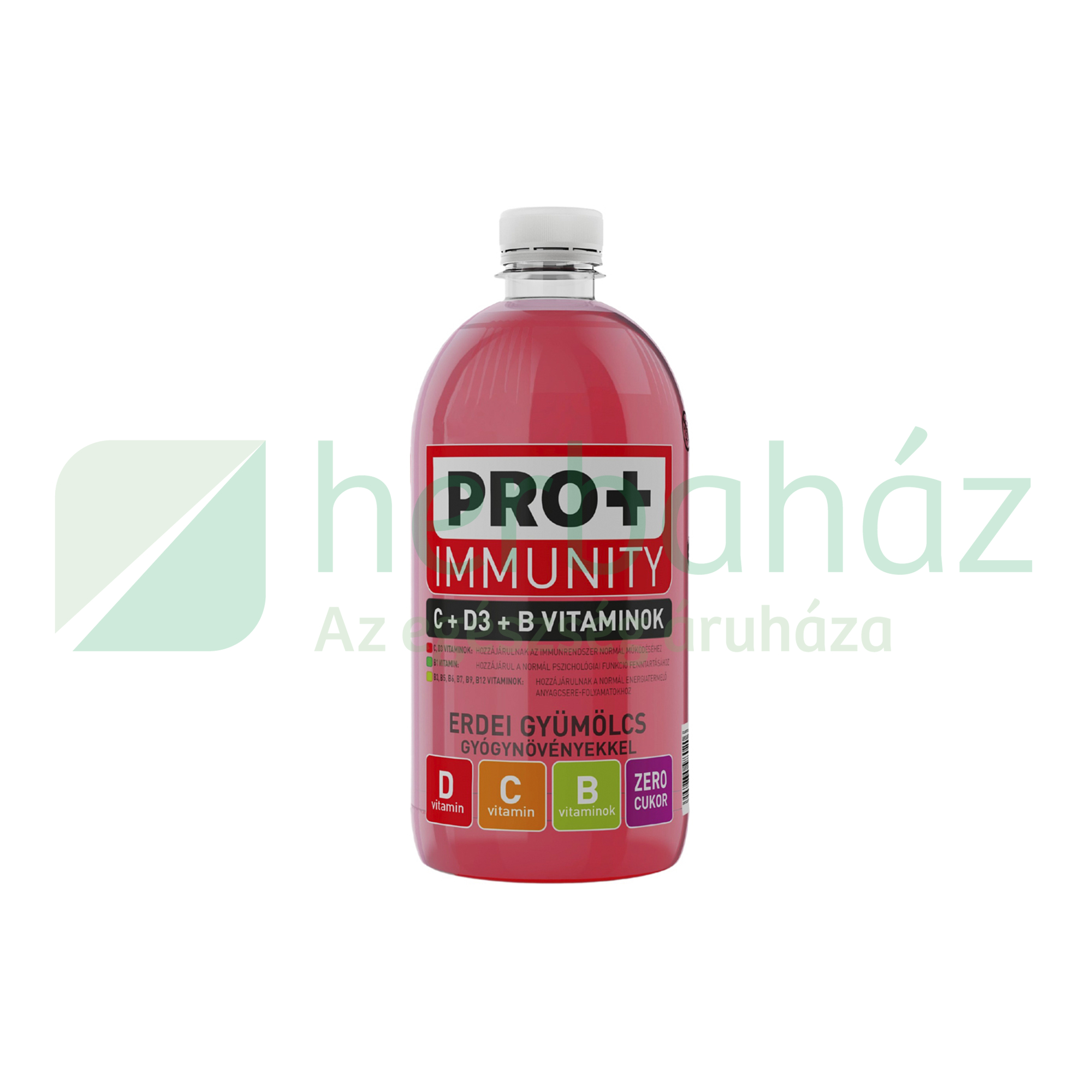 PRO+ IMMUNITY VITAMINOKKAL ERDEI GYÜMÖLCS ÍZ GYÓGYVÖVÉNYEKKEL 750ML DRS+50FT BETÉTDÍJ