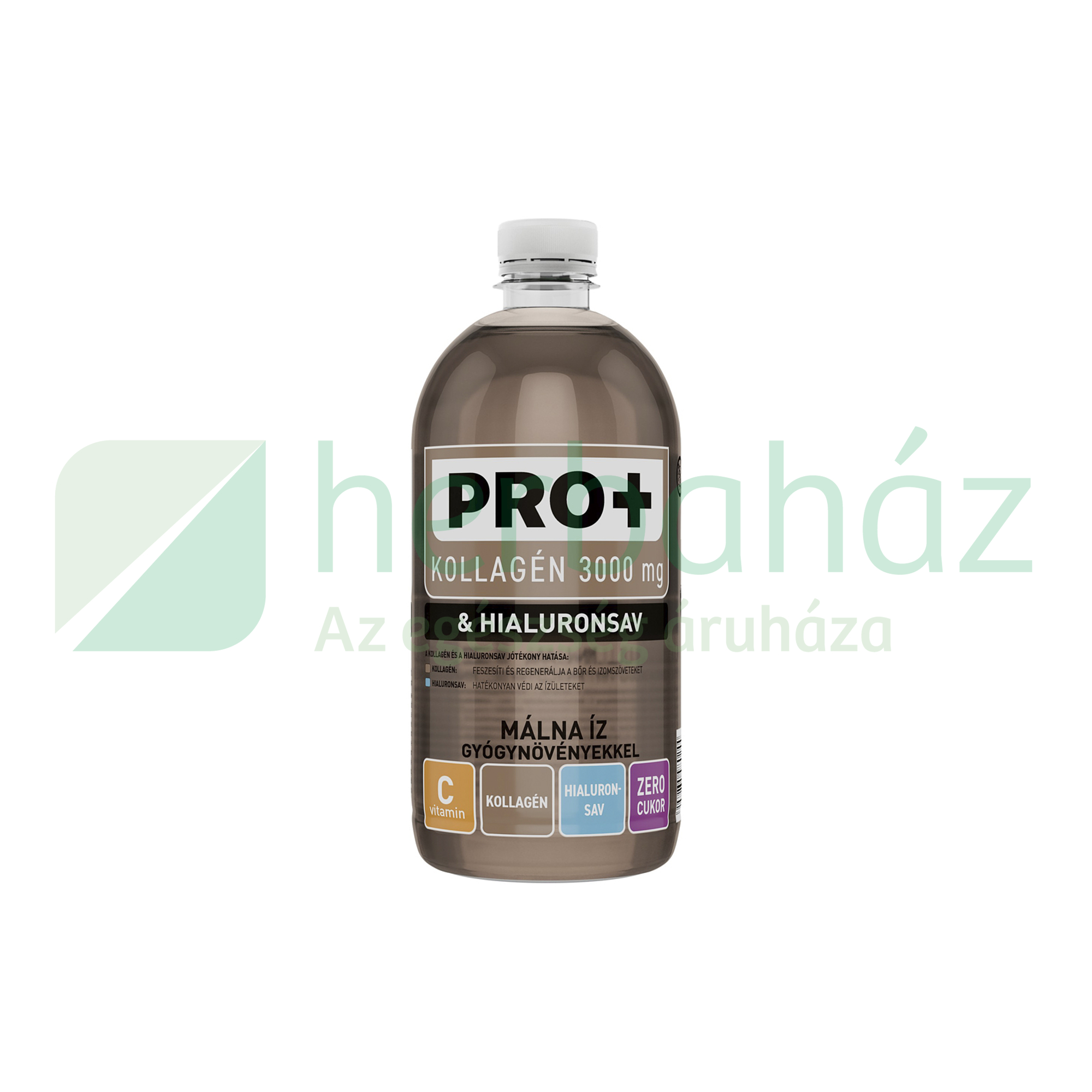 PRO+ KOLLAGÉN + HIALURONSAV MÁLNA ÍZ GYÓGYNÖVÉNYEKKEL 750ML DRS+50FT BETÉTDÍJ