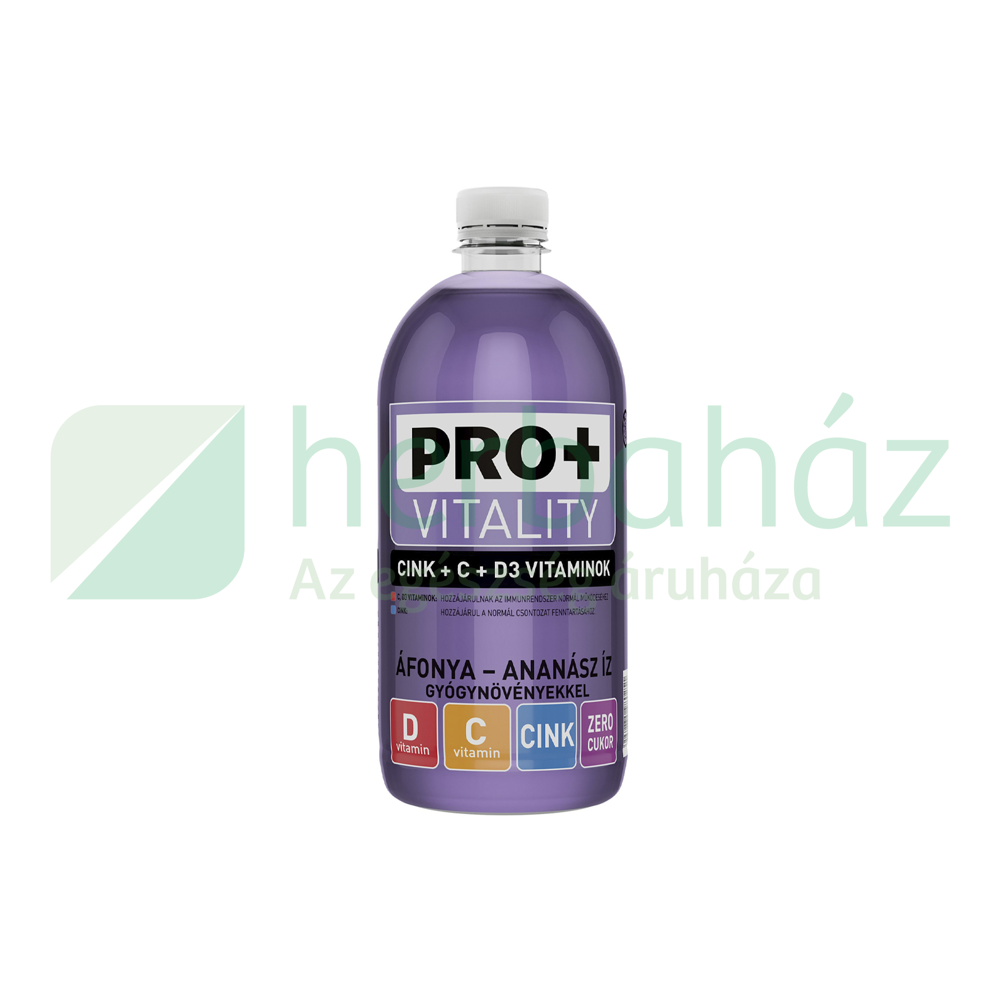 PRO+ VITALITY VITAMINOKKAL ÁFONYA-ANANÁSZ GYÓGYNÖVÉNYEKKEL 750ML DRS+50FT BETÉTDÍJ