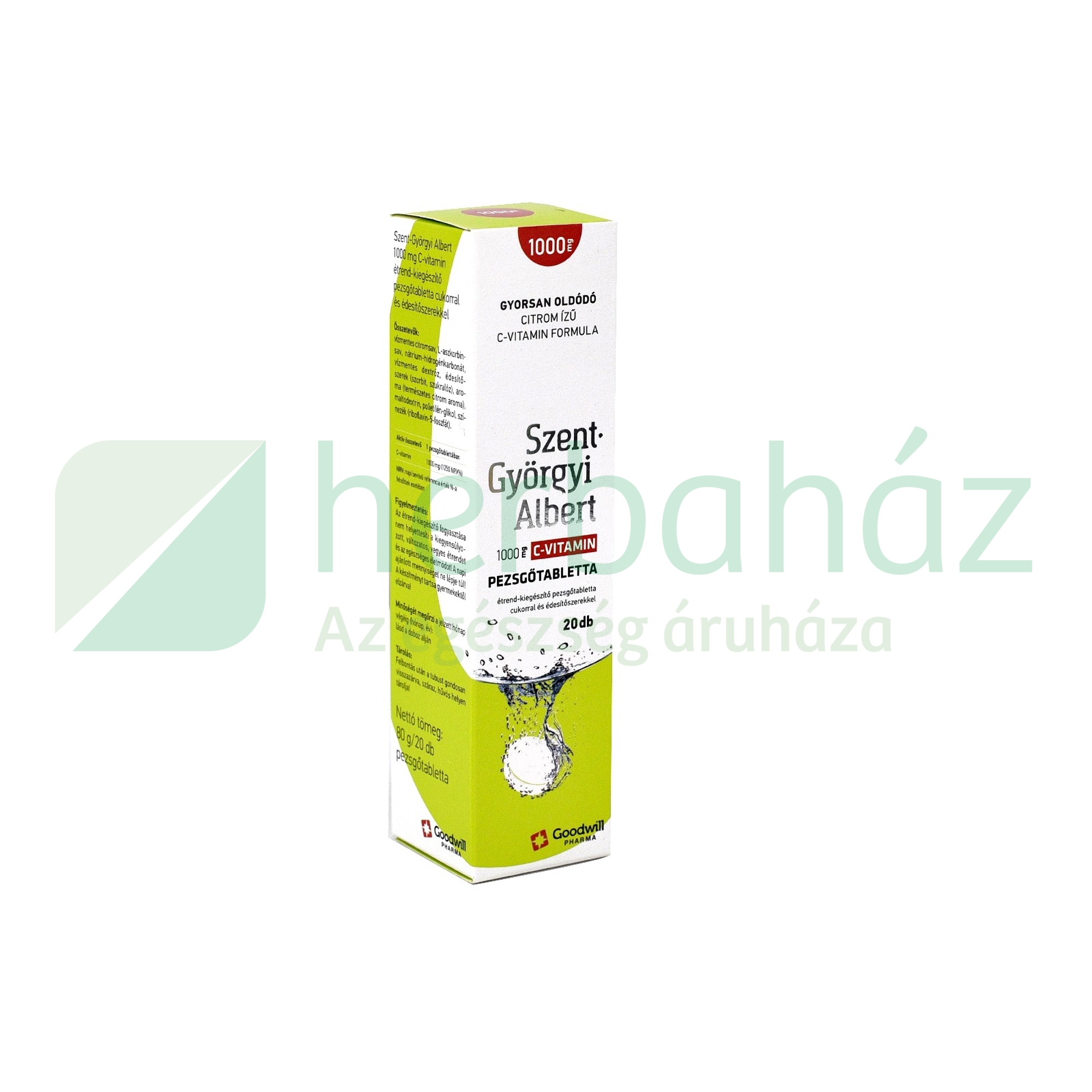 SZENT-GYÖRGYI ALBERT 1000MG C-VITAMIN PEZSGŐTABLETTA CUKORRAL ÉS ÉDESÍTŐSZEREK 20DB