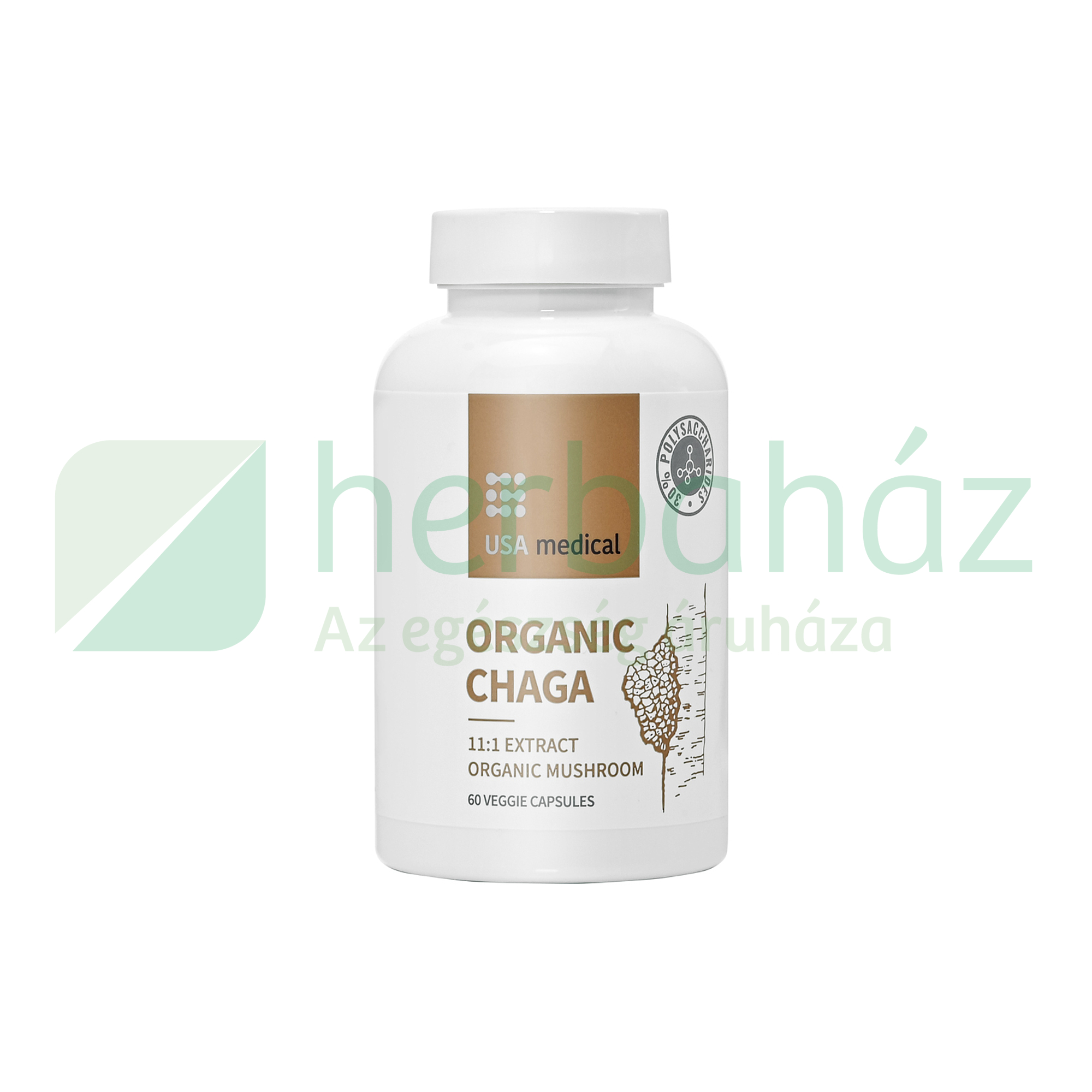 USA MEDICAL ORGANIC CHAGA - ORGANIKUS HAMVASKÉREG GOMBA KIVONAT KAPSZULA 60DB