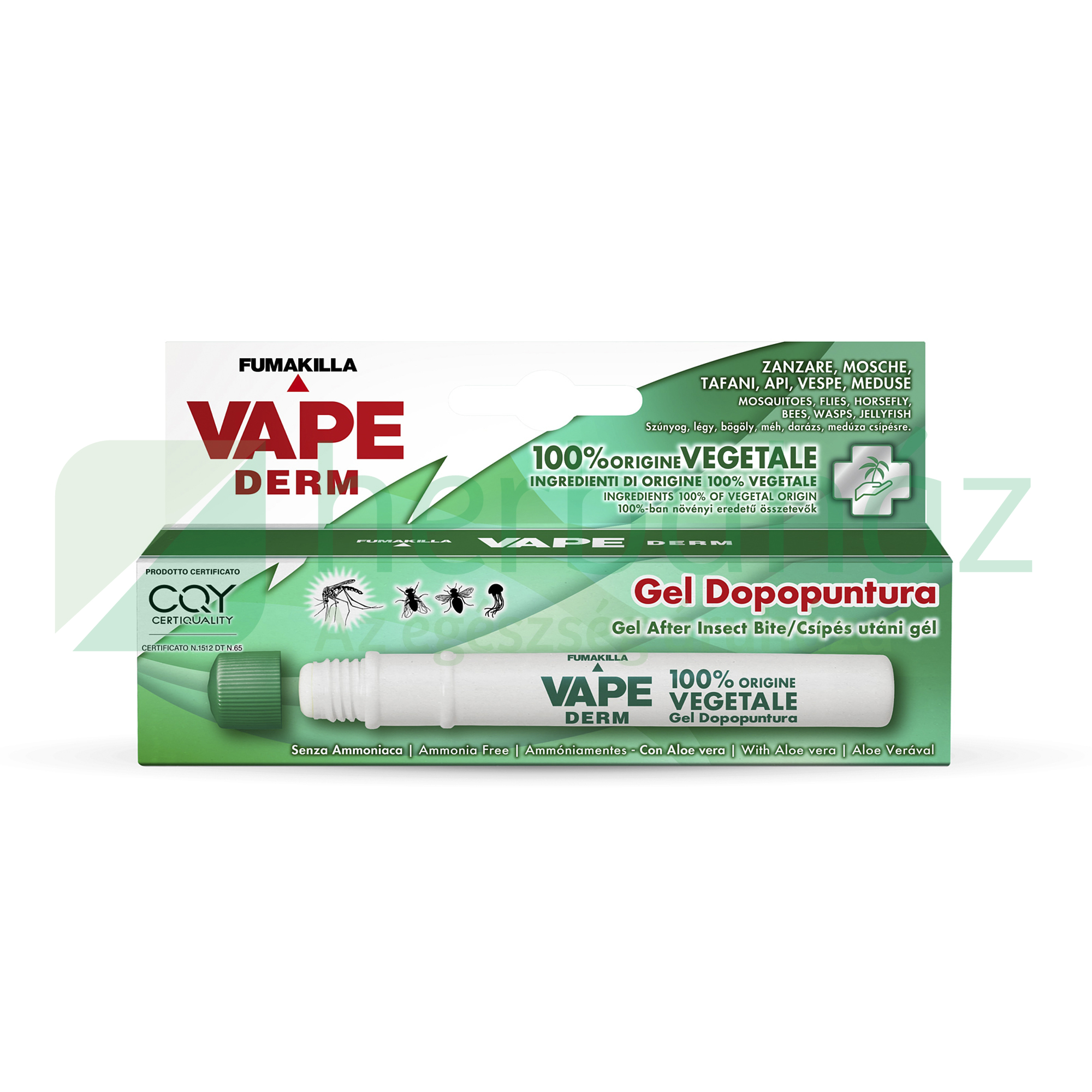 VAPE DERM CSÍPÉS UTÁNI GÉL 100%-BAN NÖVÉNYI EREDETŰ ÖSSZETEVŐKKEL ALOE-VAL 10ML