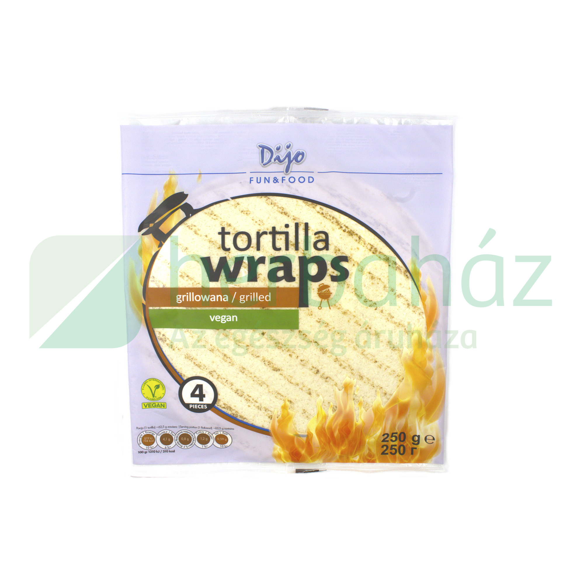 VEGÁN DIJO TORTILLA WRAPS ELŐGRILLEZETT 250G