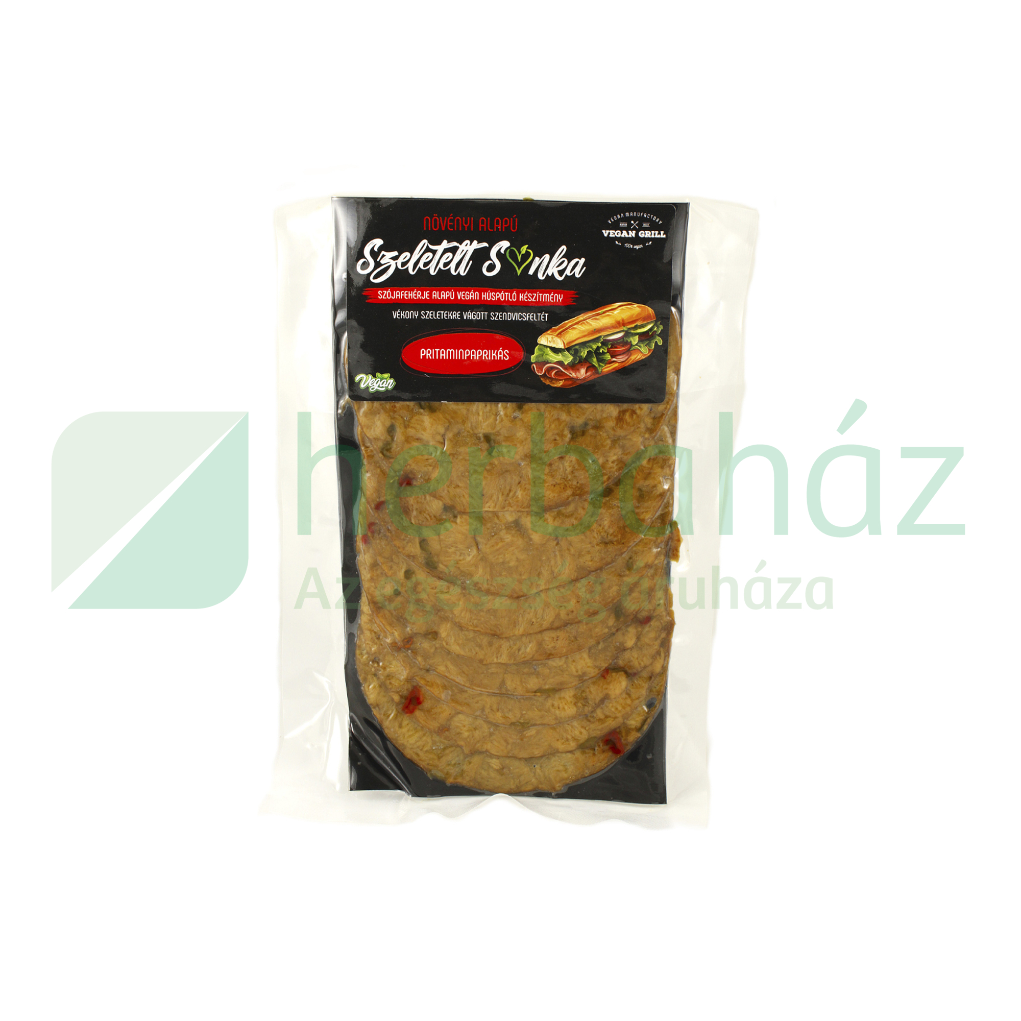 VEGÁN MANUFAKTÚRA VEGAN GRILL NÖVÉNYI ALAPÚ SZELETELT SONKA PRITAMINPAPRIKÁS 85G [H]