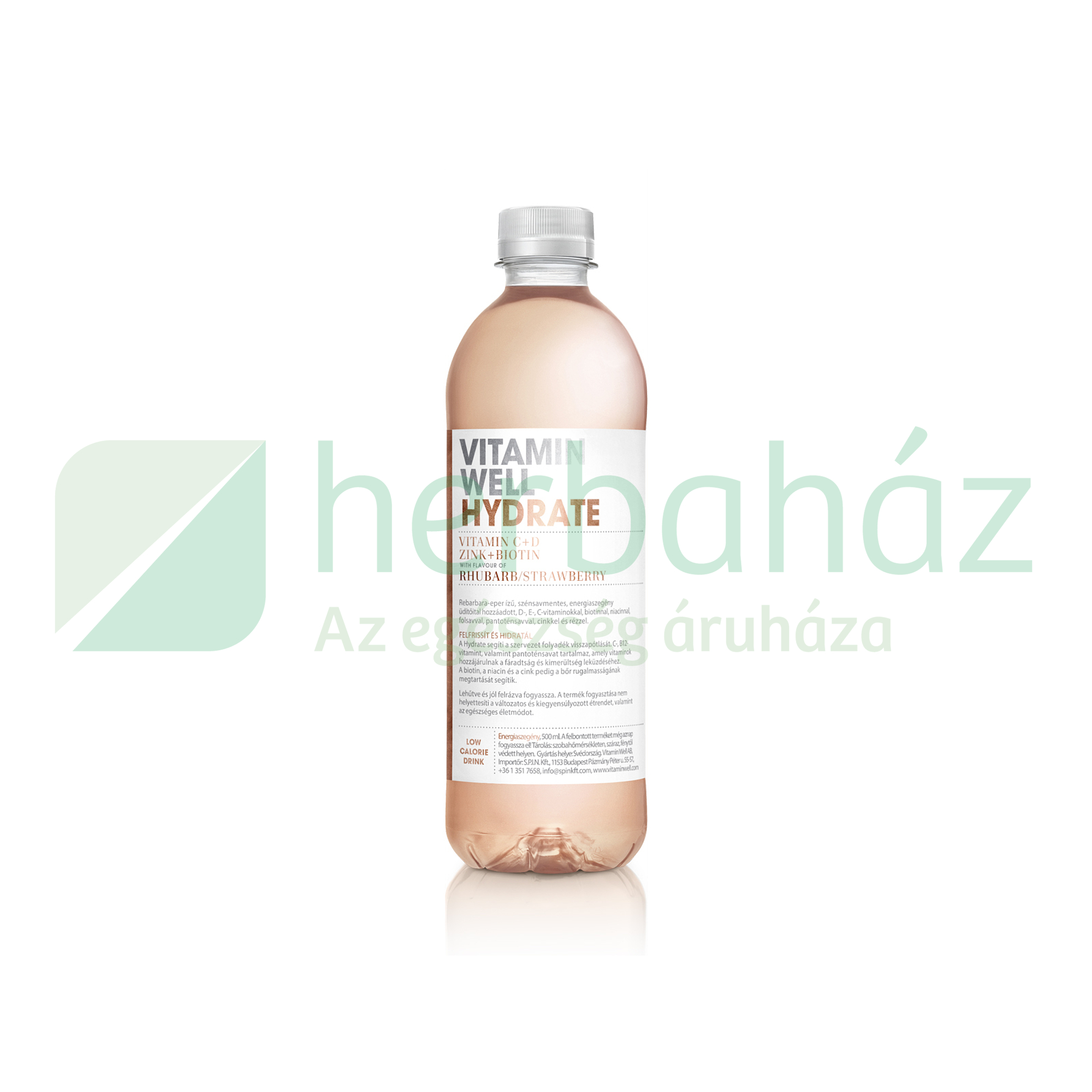 VITAMIN WELL HYDRATE SZÉNSAVMENTES ÜDÍTŐITAL REBARBARA-EPER 500ML DRS+50FT BETÉTDÍJ